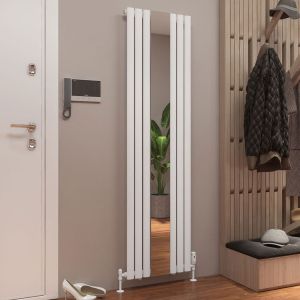 Eastbrook Tunstall Mirror Matt White Steel Designer Radiator 1800 x 500mm