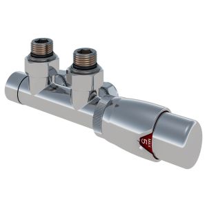 Eastbrook Twin Inlet Chrome Angled 50mm Thermostatic Radiator Valve