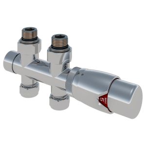 Eastbrook Twin Inlet Chrome Straight 50mm Thermostatic Radiator Valve