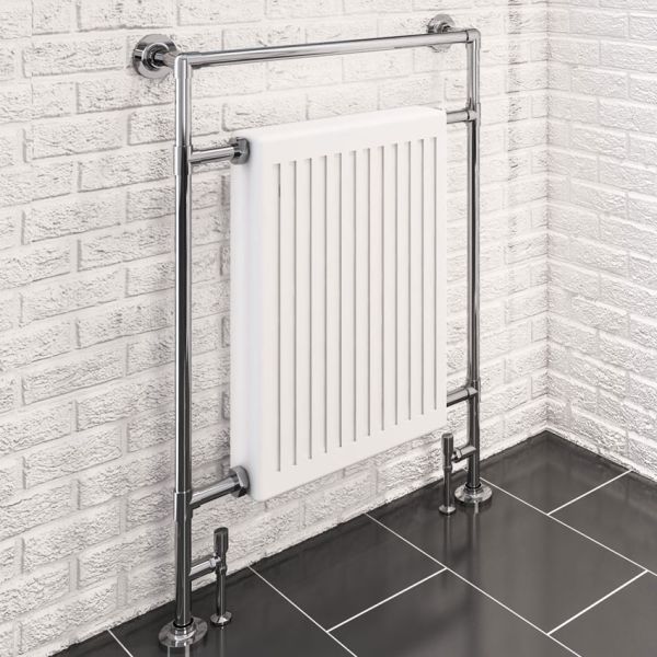 Eastbrook Twyver Chrome and White Traditional Towel Radiator 952 x 684mm