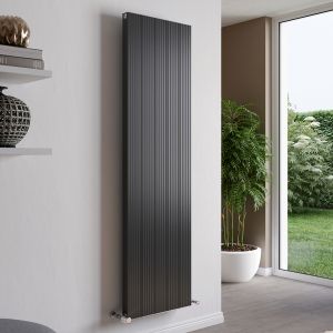 Eucotherm Ariel Textured Anthracite Single Panel Aluminium Designer Radiator 1800 x 400mm