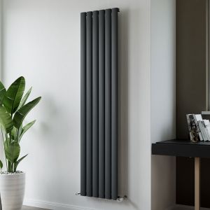 Eucotherm Delta Textured Anthracite Single Panel Aluminium Designer Radiator 1800 x 555mm