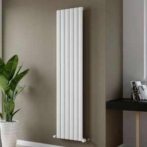 Eucotherm Delta Textured White Single Panel Aluminium Designer Radiator 1800 x 415mm