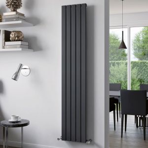 Eucotherm Delta Line Textured Anthracite Single Panel Aluminium Designer Radiator 1800 x 415mm