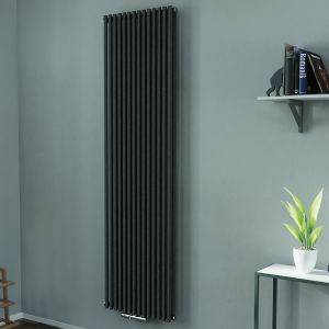 Eucotherm Gaja Tube Matt Anthracite Single Panel Steel Designer Radiator 1800 x 400mm