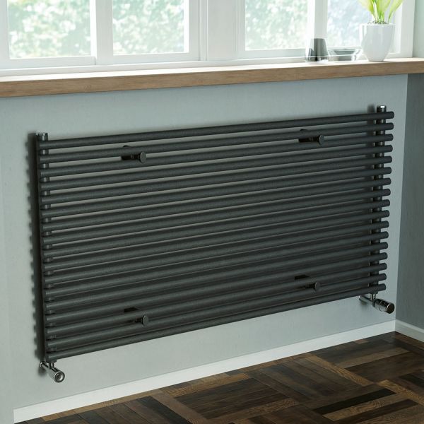 Eucotherm Gaja Tube Matt Anthracite Single Panel Steel Designer Radiator 610 x 1000mm