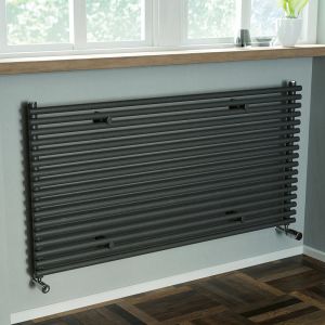 Eucotherm Gaja Duo Tube Matt Anthracite Double Panel Steel Designer Radiator 610 x 1400mm