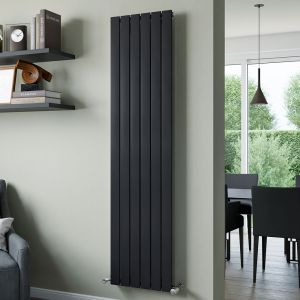 Eucotherm Mars Flat Black Single Panel Steel Designer Radiator 1500 x 595mm