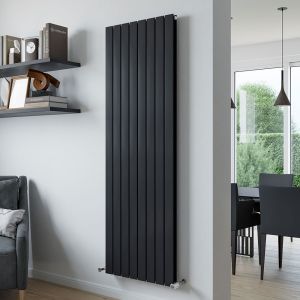 Eucotherm Mars Duo Flat Black Double Panel Steel Designer Radiator 1800 x 295mm