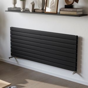 Eucotherm Mars Duo Flat Black Double Panel Steel Designer Radiator 445 x 1500mm