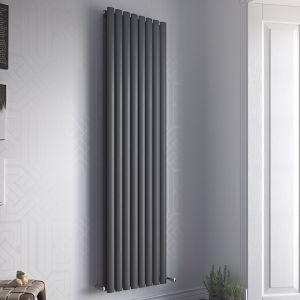 Eucotherm Nova Duo Tube Matt Anthracite Double Panel Steel Designer Radiator 1800 x 410mm