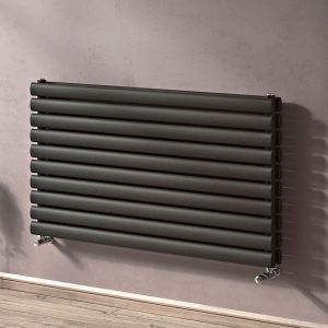 Eucotherm Nova Duo Tube Matt Anthracite Double Panel Steel Designer Radiator 468 x 1800mm