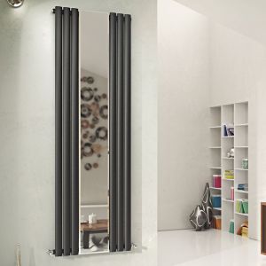 Eucotherm Nova Duo Mirror Matt Anthracite Double Panel Steel Designer Radiator 1800 x 584mm