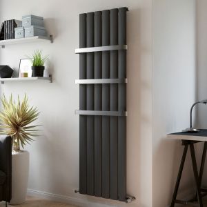 Eucotherm Saturn Textured Anthracite Single Panel Aluminium Designer Radiator 1800 x 470mm