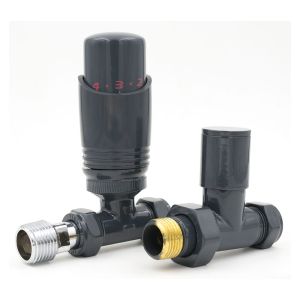 Eucotherm Deluxe Anthracite Straight Thermostatic Radiator Valves