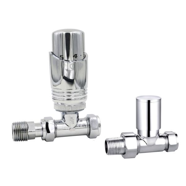 Eucotherm Deluxe Chrome Straight Thermostatic Radiator Valves