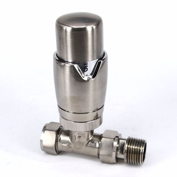 Eucotherm Deluxe Nickel Straight Thermostatic Radiator Valves