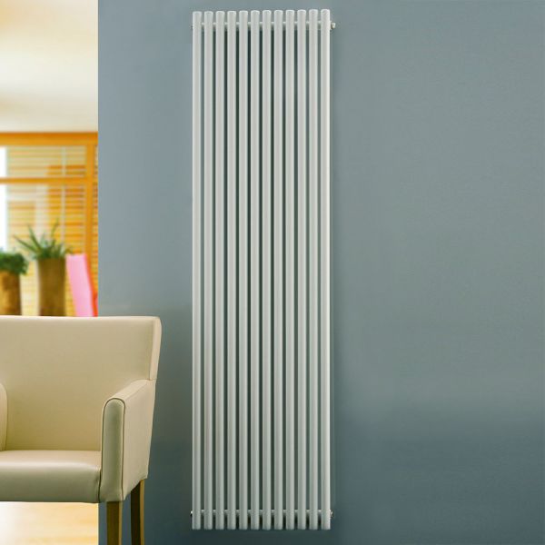 Eucotherm Supra Round Tube White Single Panel Steel Designer Radiator 1800 x 550mm