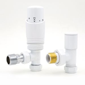 Eucotherm Deluxe White Angled Thermostatic Radiator Valves