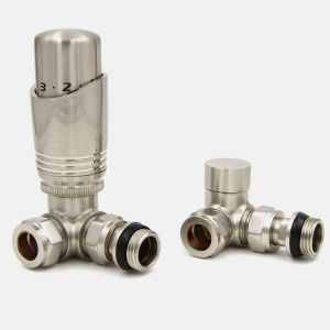 Eucotherm Deluxe Nickel Corner Thermostatic Radiator Valves