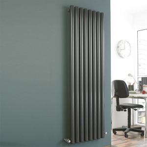 Eucotherm Vulkan Round Tube Anthracite Single Panel Steel Designer Radiator 600 x 885mm