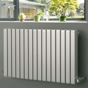 Eucotherm Vulkan Square Tube White Single Panel Steel Designer Radiator 600 x 1185mm