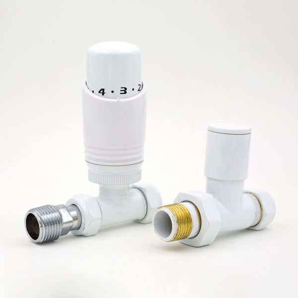 Eucotherm Deluxe White Straight Thermostatic Radiator Valves