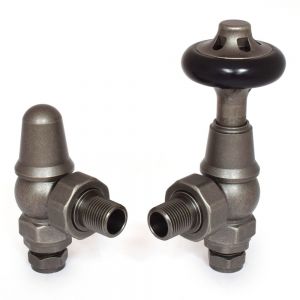 Paladin Balmoral Old English Pewter Angled Thermostatic Radiator Valves