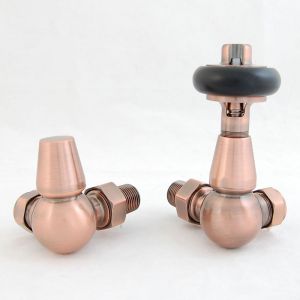 Paladin Belgravia Antique Copper Corner Thermostatic Radiator Valves