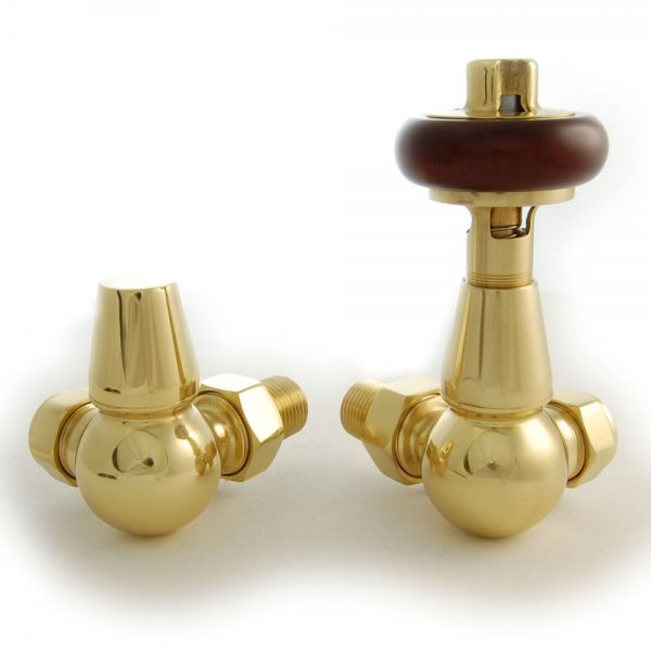 Paladin Belgravia Polished Brass Corner Thermostatic Radiator Valves