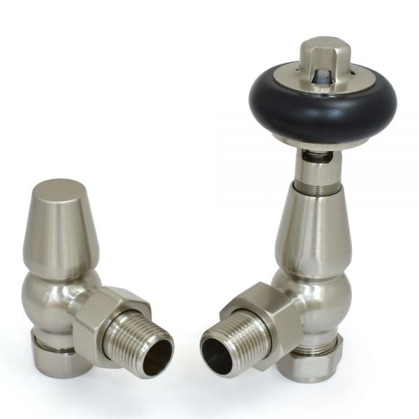 Paladin Belgravia Brushed Nickel Angled Thermostatic Radiator Valves