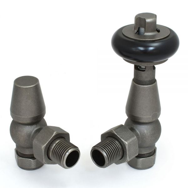 Paladin Belgravia Old English Pewter Angled Thermostatic Radiator Valves