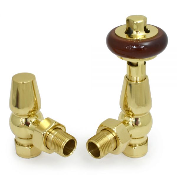 Paladin Belgravia Polished Brass Angled Thermostatic Radiator Valves