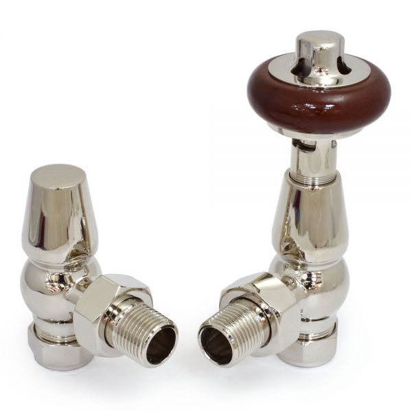 Paladin Belgravia Polished Nickel Angled Thermostatic Radiator Valves