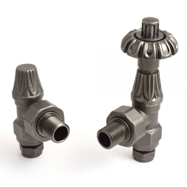 Paladin Buckingham Old English Pewter Angled Thermostatic Radiator Valves