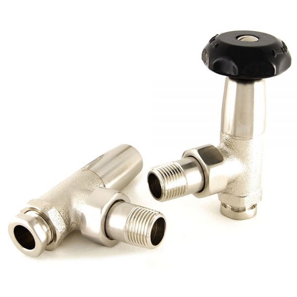 Paladin Eton Brushed Nickel Angled Manual Radiator Valves