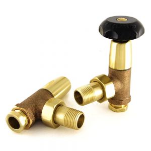 Paladin Eton Polished Lacquered Brass Angled Manual Radiator Valves