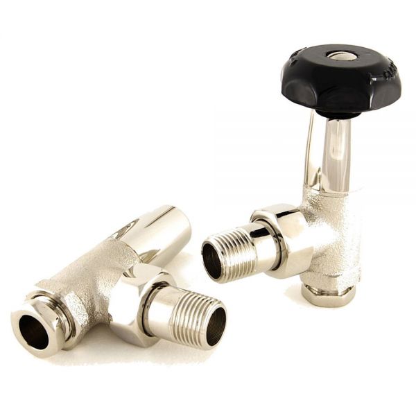 Paladin Eton Polished Nickel Angled Manual Radiator Valves