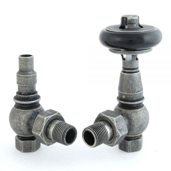 Paladin Highgrove Old English Pewter Angled Thermostatic Radiator Valves