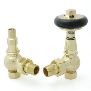 Paladin Highgrove Polished Brass Angled Thermostatic Radiator Valves