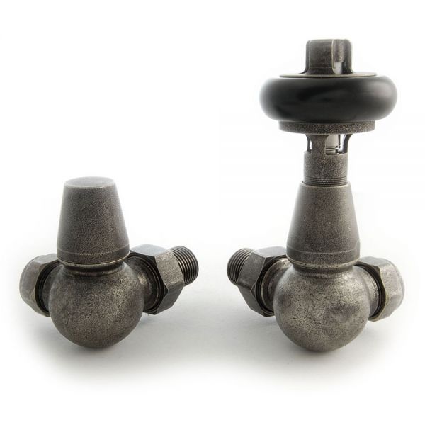 Paladin Kingsbury Old English Pewter Corner Manual Radiator Valves