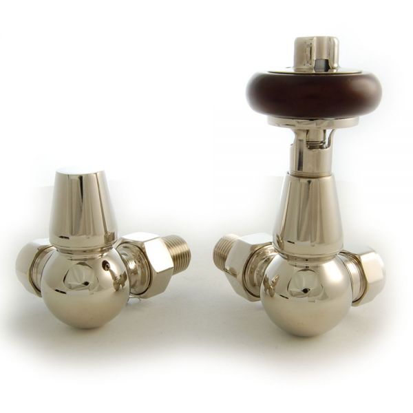 Paladin Kingsbury Polished Nickel Corner Manual Radiator Valves