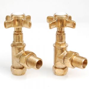 Paladin Lambeth Unlacquered Brass Angled Manual Radiator Valves