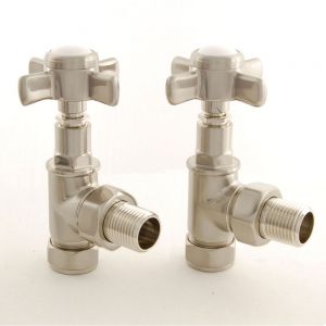 Paladin Lambeth Brushed Nickel Angled Manual Radiator Valves