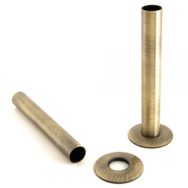 Paladin Antique Brass Pipe Covers with Sleeves and Bezels 130mm