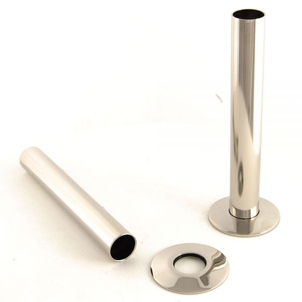 Paladin Polished Nickel Pipe Covers with Sleeves and Bezels 130mm