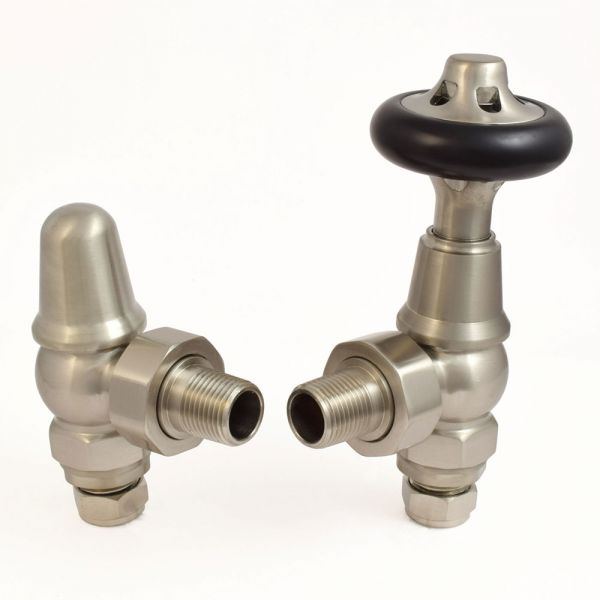 Paladin Sandringham Brushed Nickel Angled Manual Radiator Valves