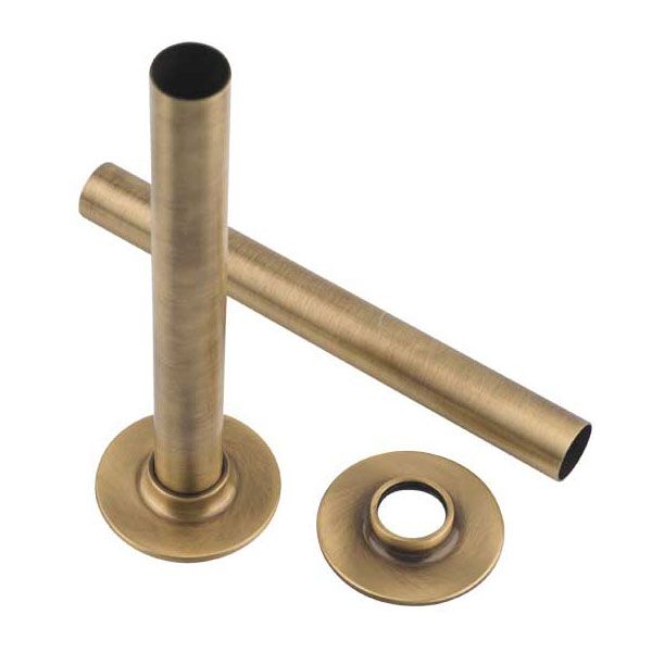 Rads 2 Rails Antique Brass Covers with Sleeves and Bezels 160mm