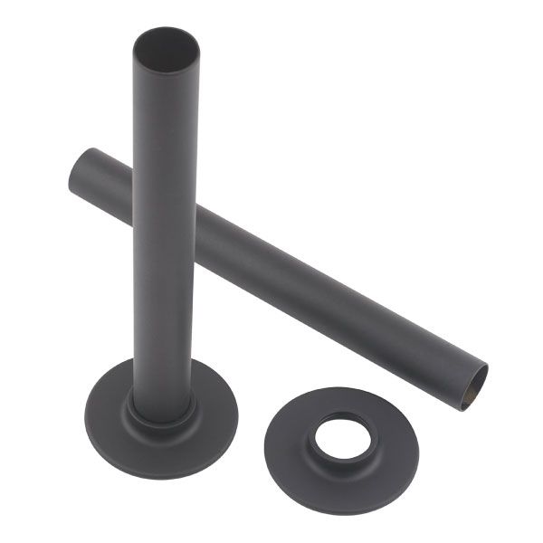 Rads 2 Rails Black Pipe Covers with Sleeves and Bezels 160mm