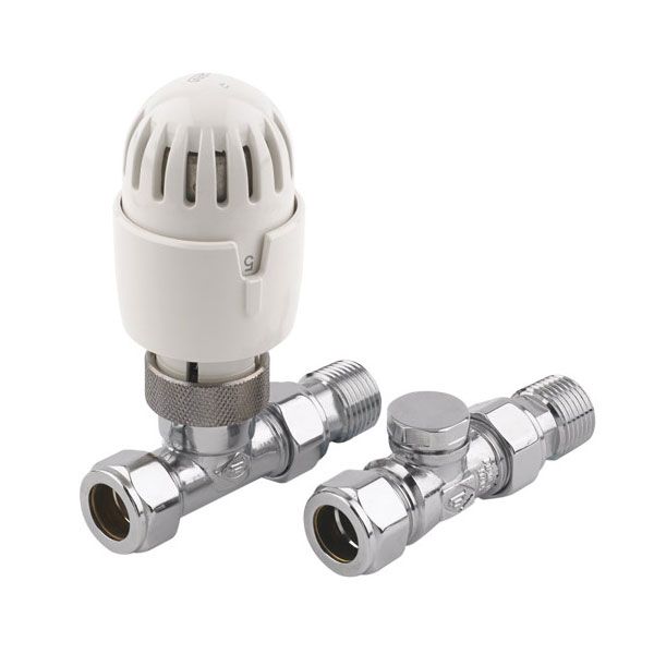 Rads 2 Rails Sterling Chrome Straight Thermostatic Radiator Valves